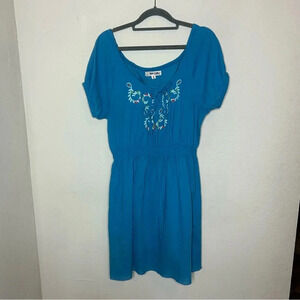 Rip Curl Blue Embroidered Dress Size Medium